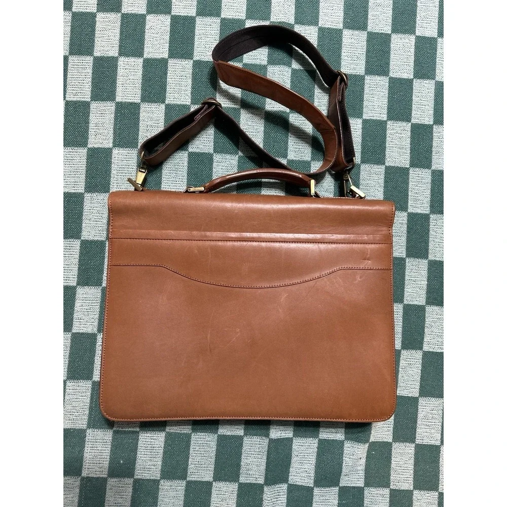 Hartmann Belting Leather Flapover Messenger‎ Double Gusset Briefcase Attache Nos